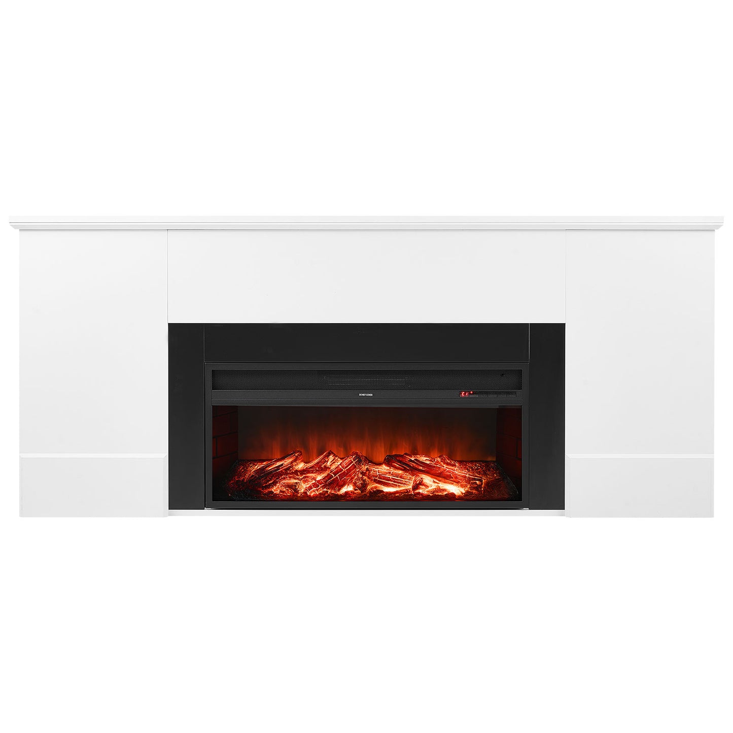 75 inch Freestanding Fireplaces, 1500W 5120BTU Fake Electric Fireplace Stove Heater with Mantel, Overheating Protection, Adjustable Flames,Timer, Remote, for Living Room,Bedroom,White