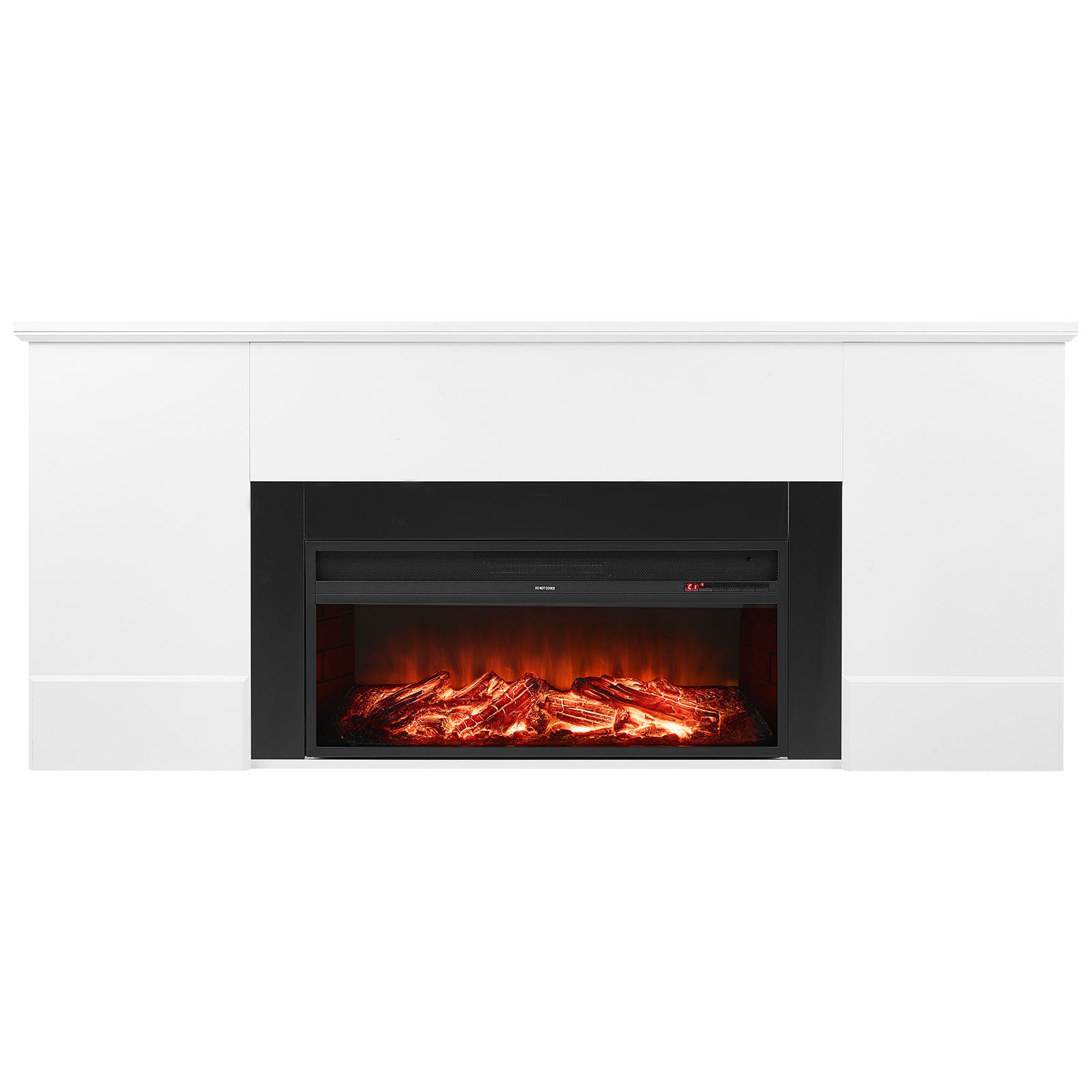 75 inch Freestanding Fireplaces, 1500W 5120BTU Fake Electric Fireplace Stove Heater with Mantel, Overheating Protection, Adjustable Flames,Timer, Remote, for Living Room,Bedroom,White