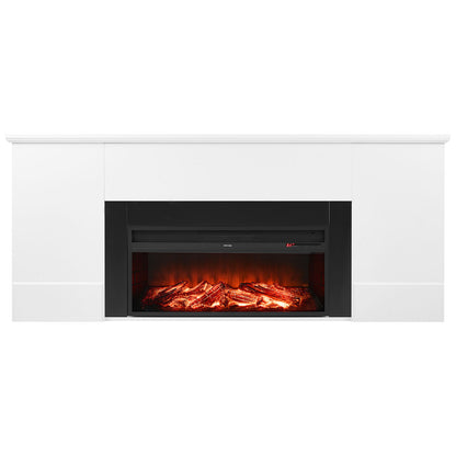 75 inch Freestanding Fireplaces, 1500W 5120BTU Fake Electric Fireplace Stove Heater with Mantel, Overheating Protection, Adjustable Flames,Timer, Remote, for Living Room,Bedroom,White