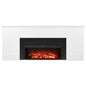 75 inch Freestanding Fireplaces, 1500W 5120BTU Fake Electric Fireplace Stove Heater with Mantel, Overheating Protection, Adjustable Flames,Timer, Remote, for Living Room,Bedroom,White