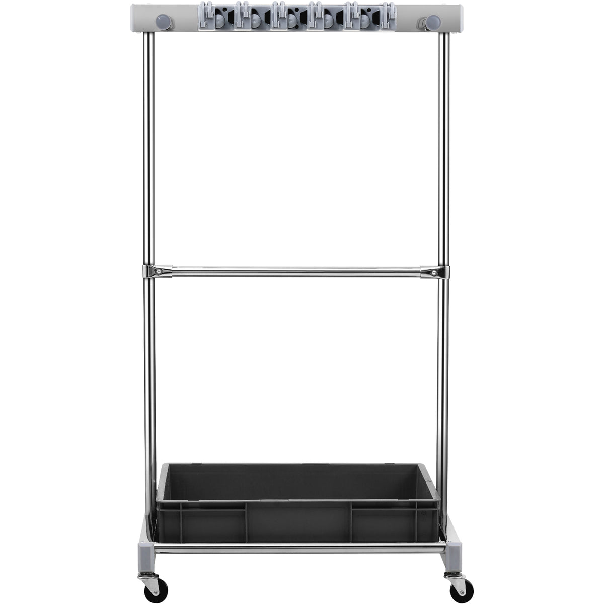 Gray Stainless Steel Garden Tool Organizer with Wheels