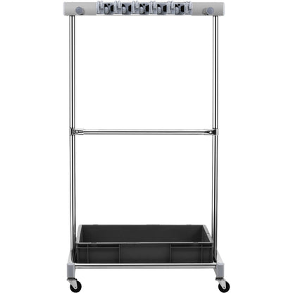 Gray Stainless Steel Garden Tool Organizer with Wheels