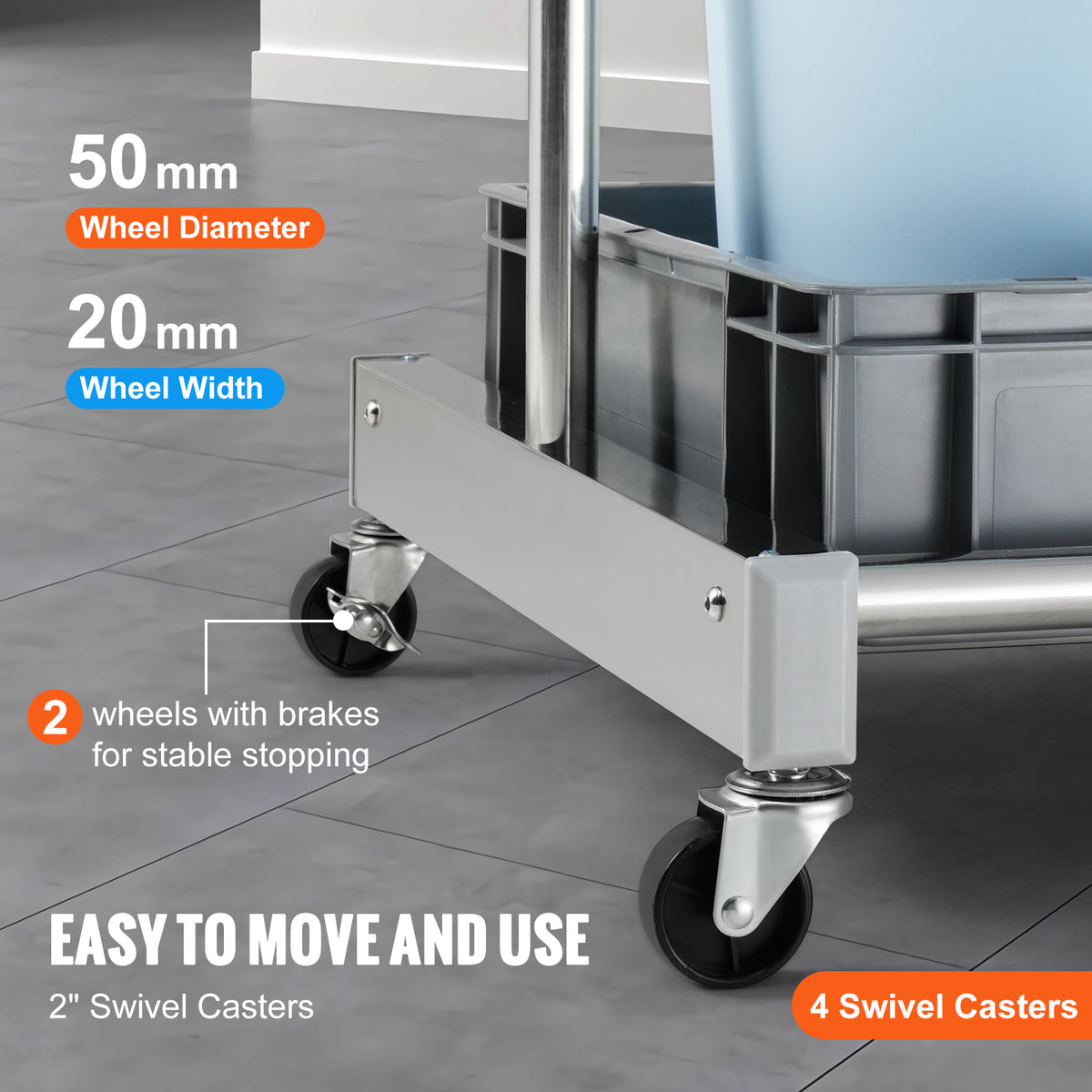 Gray Stainless Steel Garden Tool Organizer with Wheels