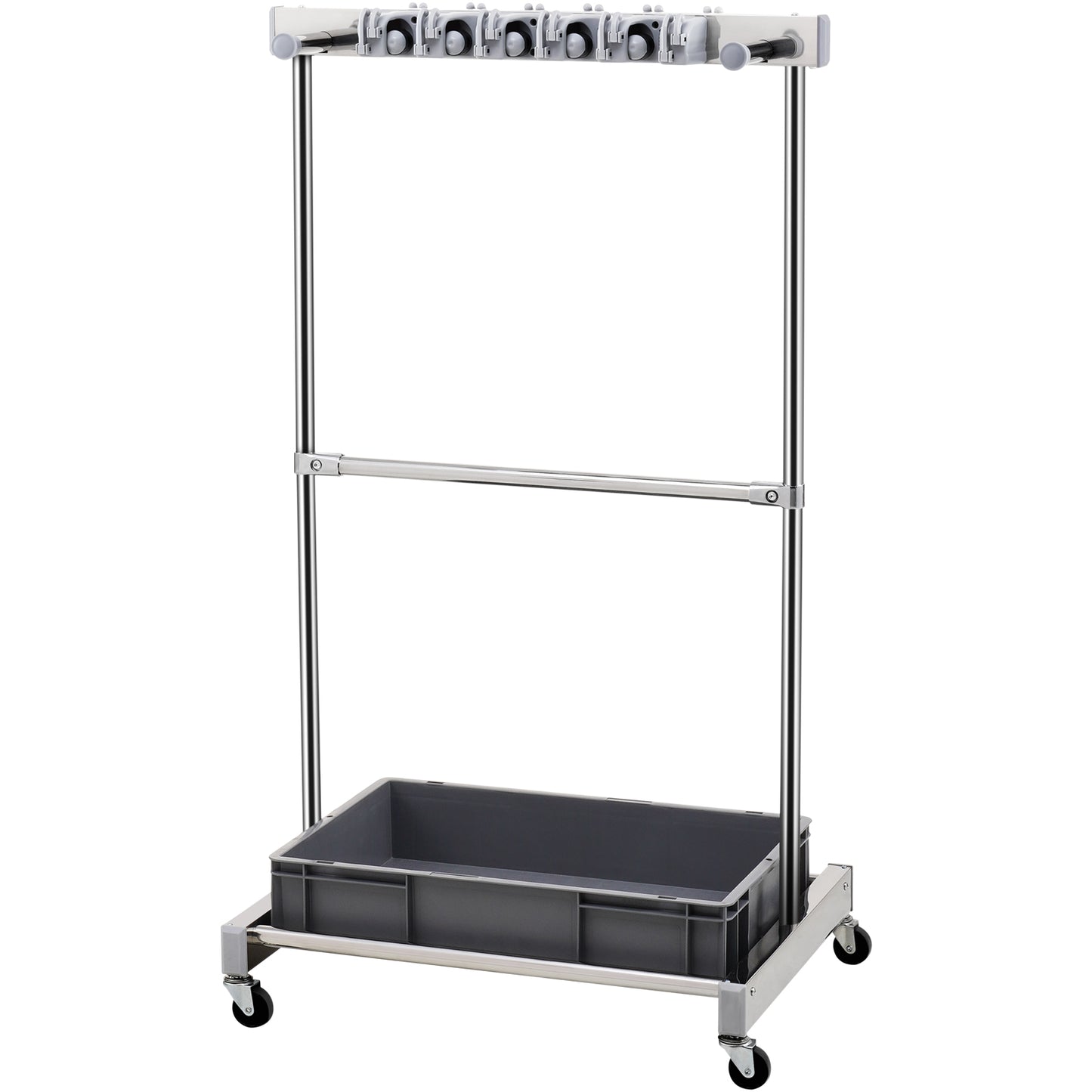 Garden Tool Organizer, 10 Slots with Hooks, Yard Tool Tower Rack with Wheels for Garage Organization and Storage, Hold Long-Handled Tool/Rake/Broom, Metal Tool Stand Holder for Shed, Outdoor