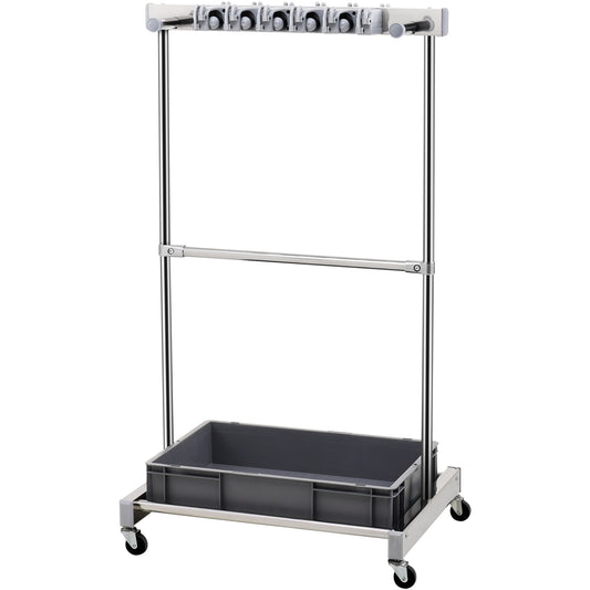 Garden Tool Organizer, 10 Slots with Hooks, Yard Tool Tower Rack with Wheels for Garage Organization and Storage, Hold Long-Handled Tool/Rake/Broom, Metal Tool Stand Holder for Shed, Outdoor