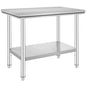 Stainless Steel Prep Table, 35 x 24 x 31 Inch, 700 lbs Load Capacity, Heavy Duty Metal Worktable with 3 Adjustable Height Levels, Commercial Workstation for Kitchen Garage Restaurant Backyard