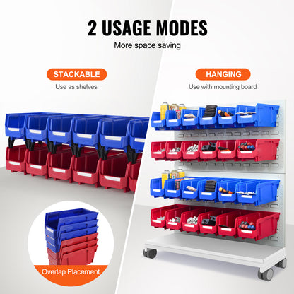 Blue & Red Stackable Storage Bins - 12 Pack for Living Room