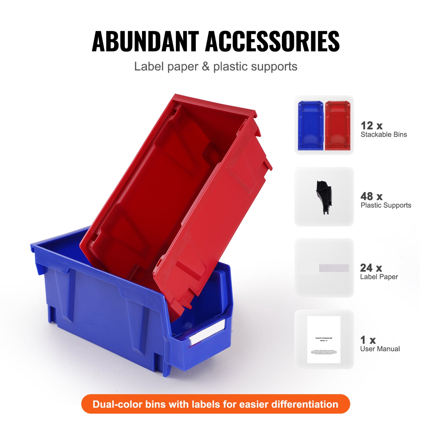 Blue & Red Stackable Storage Bins - 12 Pack for Living Room