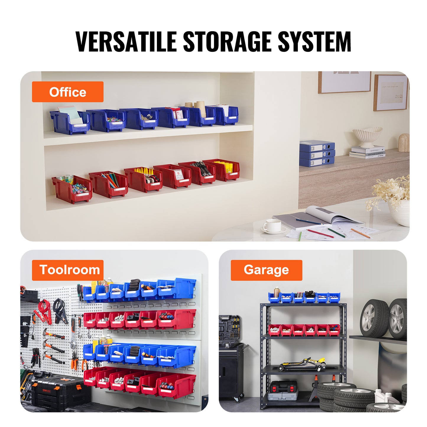 Blue & Red Stackable Storage Bins - 12 Pack for Living Room