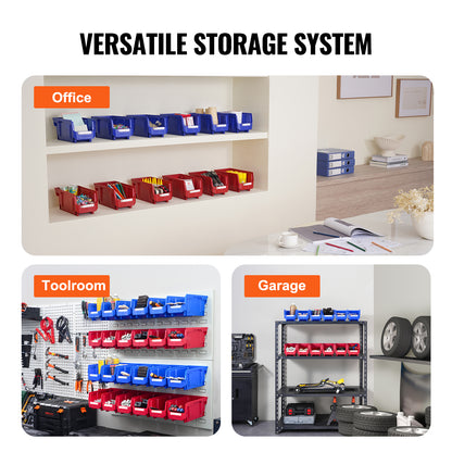 Blue & Red Stackable Storage Bins - 12 Pack for Living Room