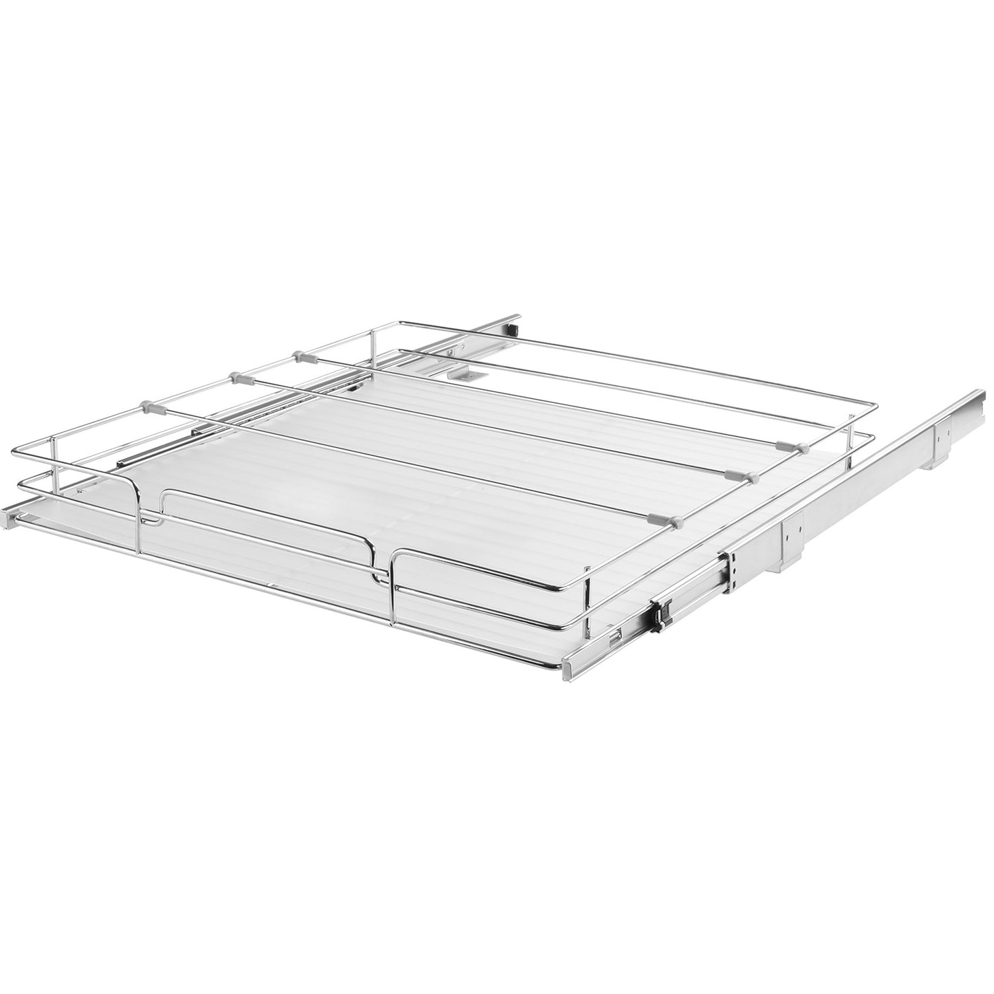 21"Wx20"Dx2.5"H Silver Metal Pull Out Cabinet Organizer