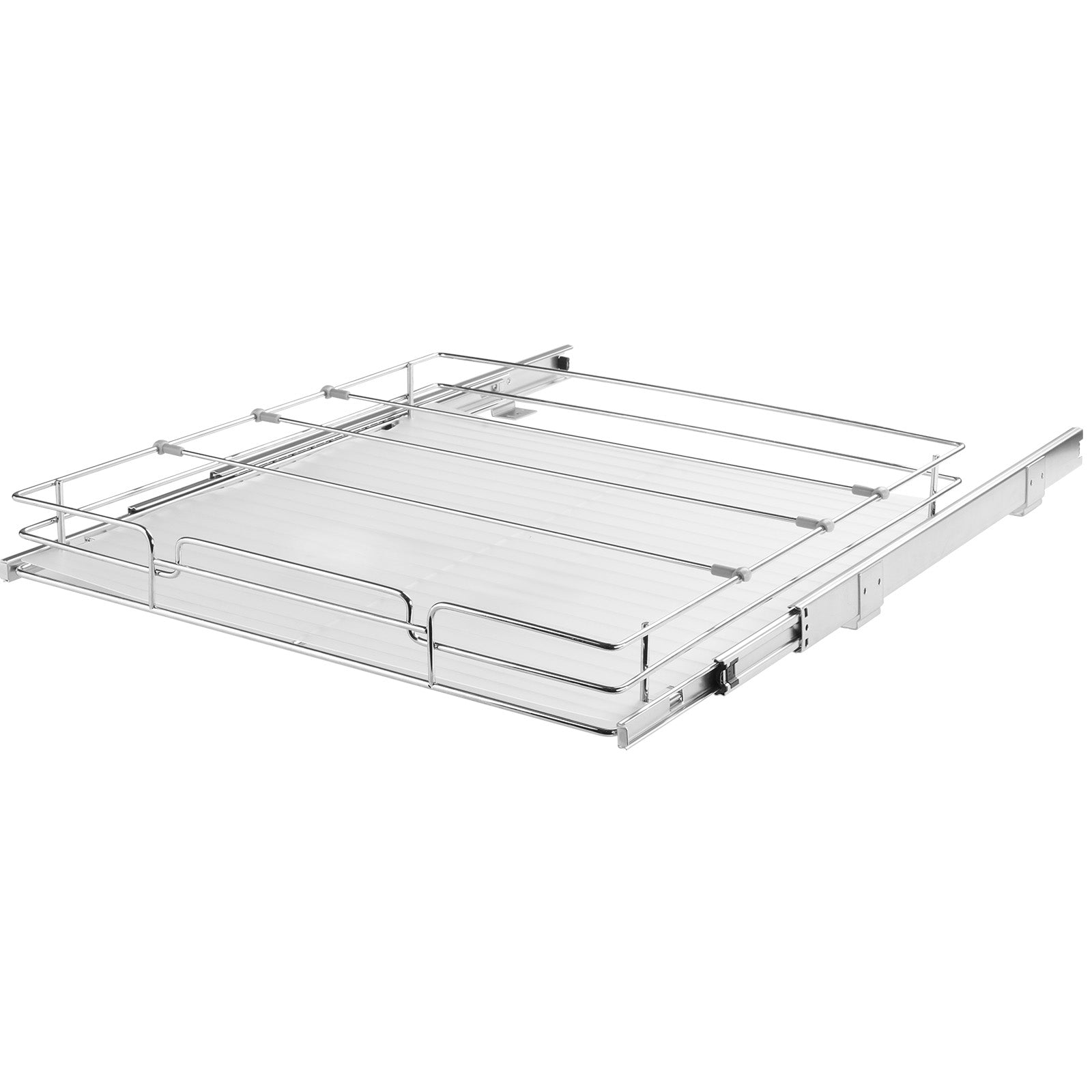 21"Wx20"Dx2.5"H Silver Metal Pull Out Cabinet Organizer