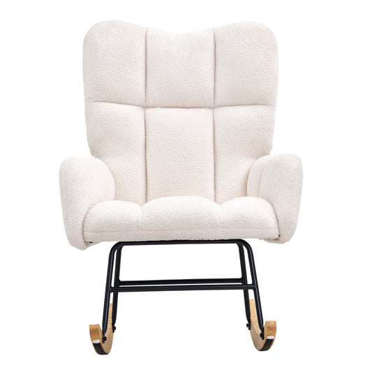 White Rubber Wood Rocking Chair - Nursery Glider