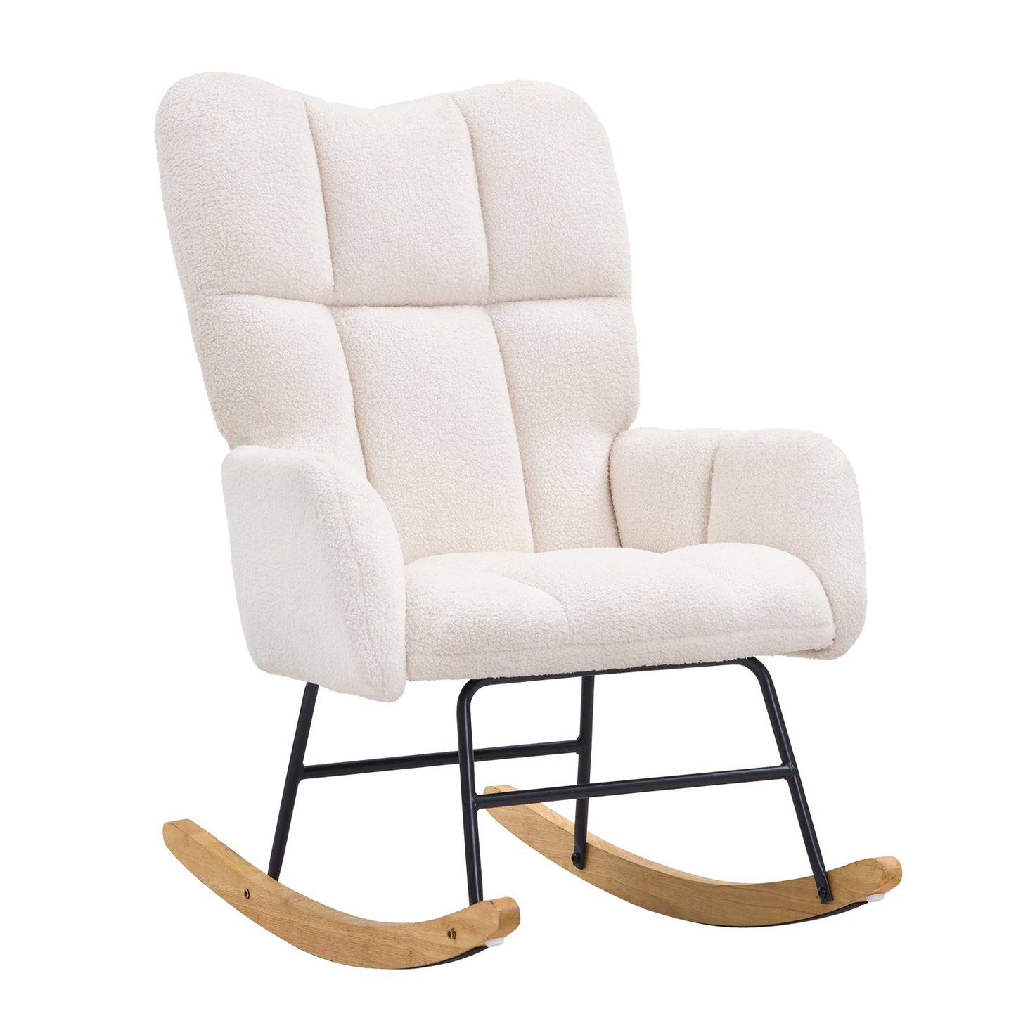 White Rubber Wood Rocking Chair - Nursery Glider