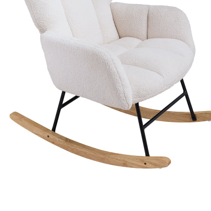 White Rubber Wood Rocking Chair - Nursery Glider