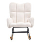 Rocking Chair Nursery, Glider Rocking Chair with Soft Seat and High Backrest, 250 lbs Weight Capacity Teddy Fabric, Upholstered Glider Rocker Chair for Nursery, Bedroom, Living Room, Ivory White