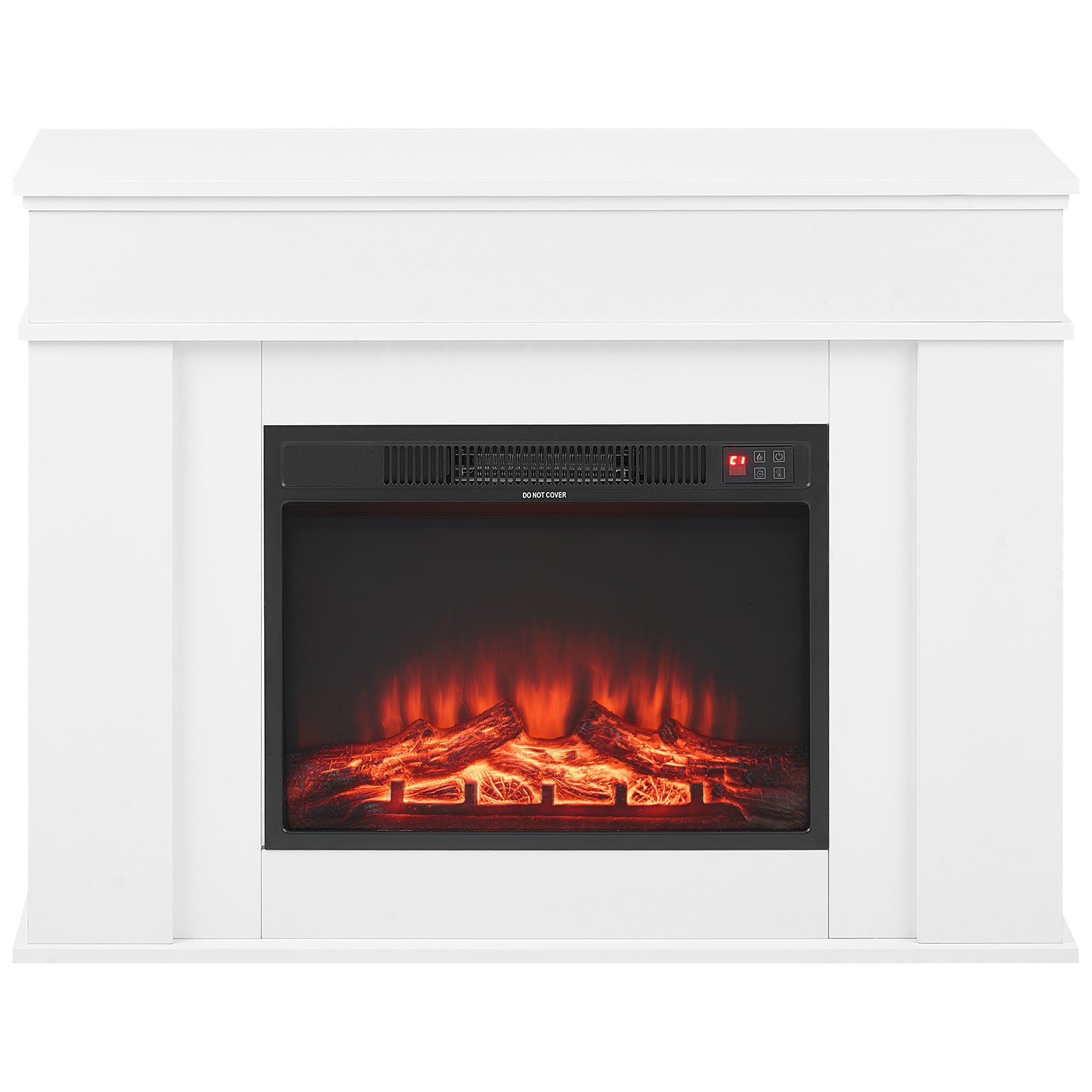 Black White Steel Electric Fireplace Stove 48 Inch