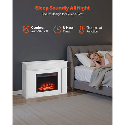 Black White Steel Electric Fireplace Stove 48 Inch