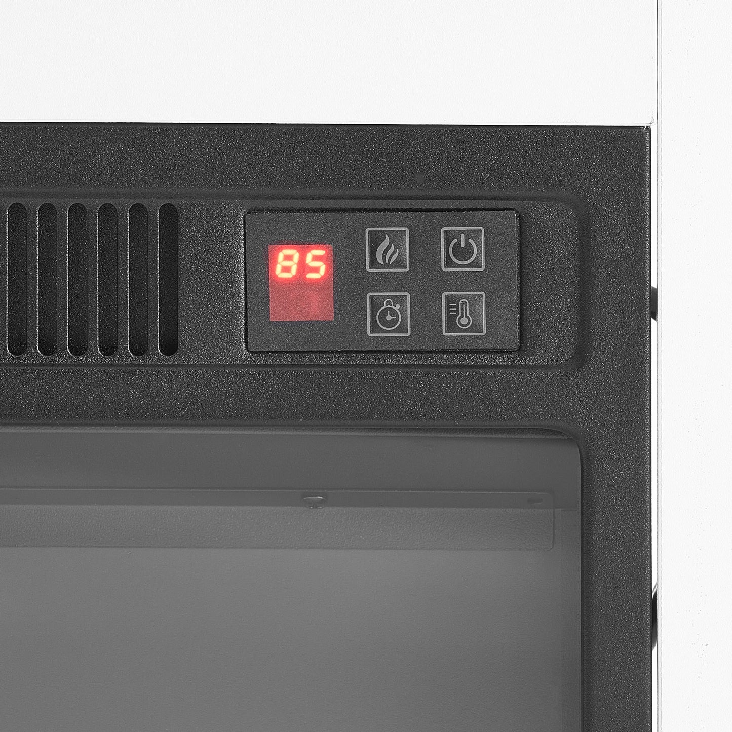 Black White Steel Electric Fireplace Stove 48 Inch