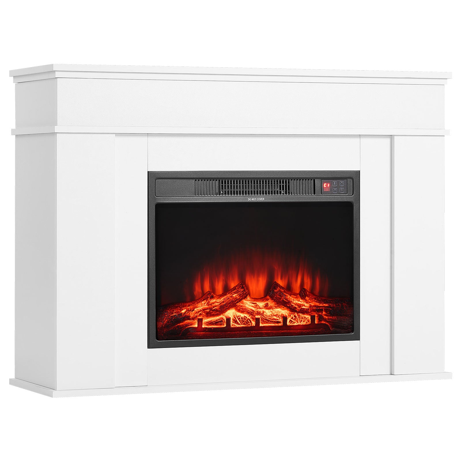 Black White Steel Electric Fireplace Stove 48 Inch