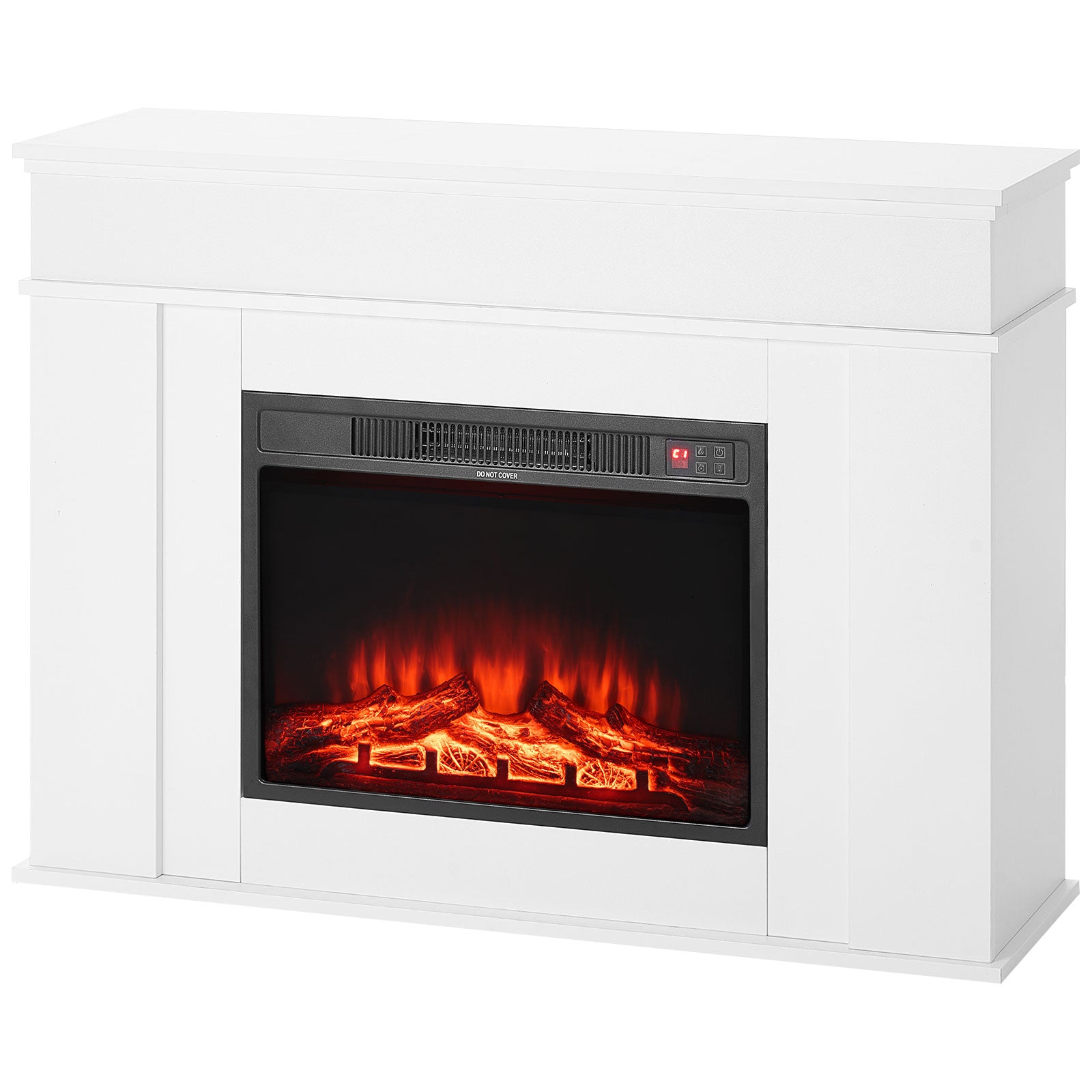 Black White Steel Electric Fireplace Stove 48 Inch