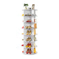 7-Tier Rotating Shoe Rack - White PVC Display Tower for Living Room