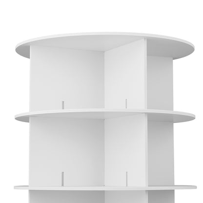 7-Tier Rotating Shoe Rack - White PVC Display Tower for Living Room