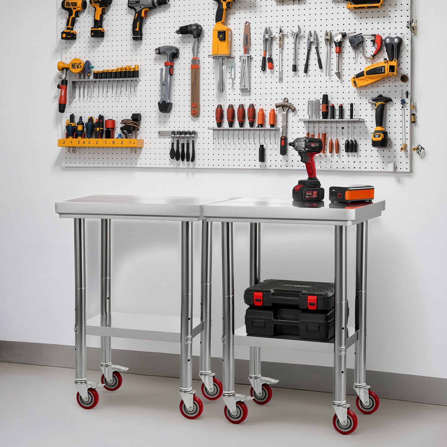 Stainless Steel Prep Table - 24 x 18 Inch Adjustable Workstation