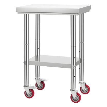 Stainless Steel Prep Table - 24 x 18 Inch Adjustable Workstation