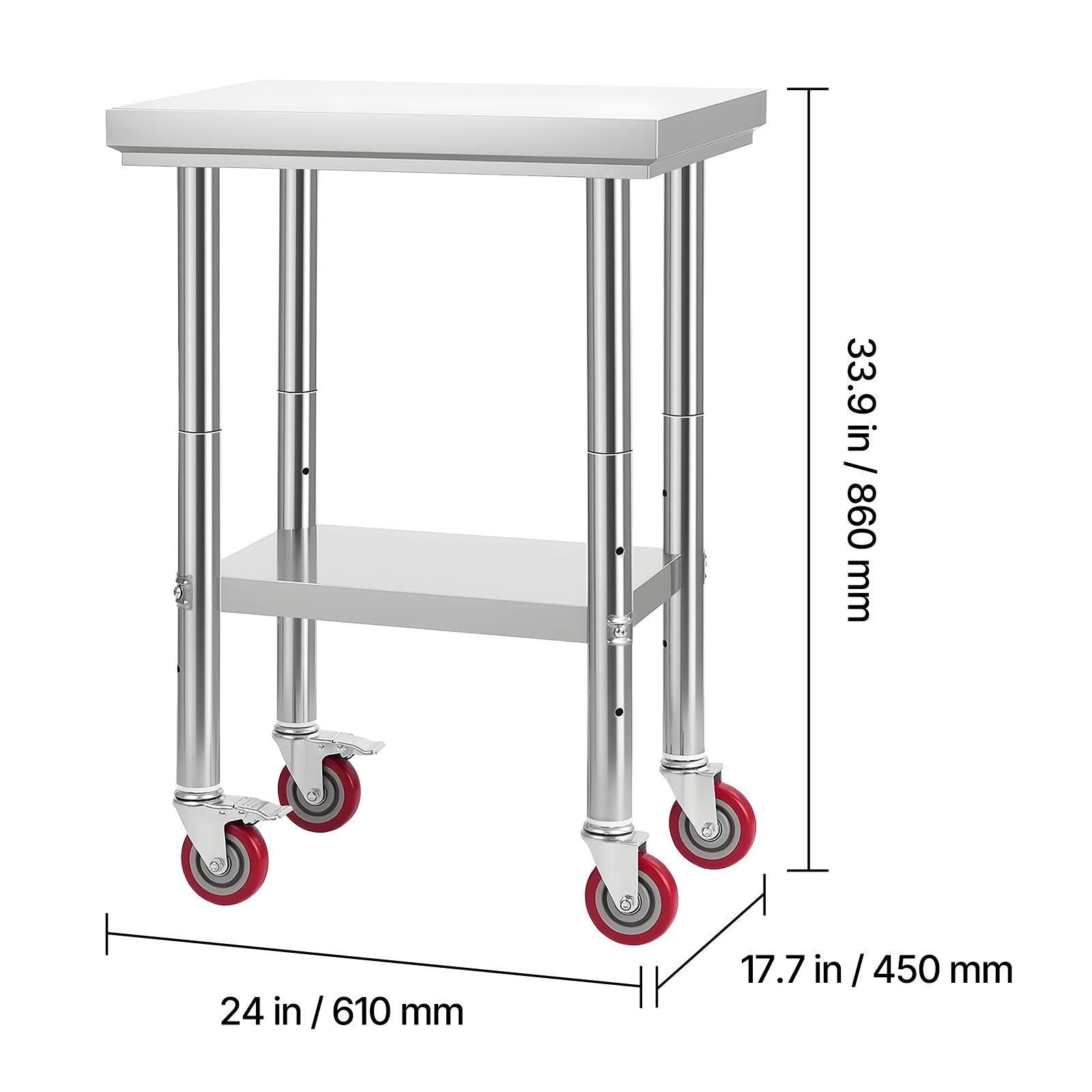 Stainless Steel Prep Table - 24 x 18 Inch Adjustable Workstation