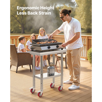 Stainless Steel Prep Table - 24 x 18 Inch Adjustable Workstation