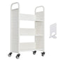 3-Tier Rolling Book Cart Single Sided L-Shaped Shelves Book Truck in White