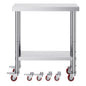 30x18x34 Inch Stainless Steel Work Table 3-Stage Adjustable Shelf with 4 Wheels Heavy Duty Commercial Food Prep Worktable with Brake for Kitchen Prep Work