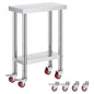 Stainless Steel Work Table with Wheels 24 x 12 x 32 Inch Prep Table with 4 Casters Heavy Duty Work Table for Commercial Kitchen Restaurant Business