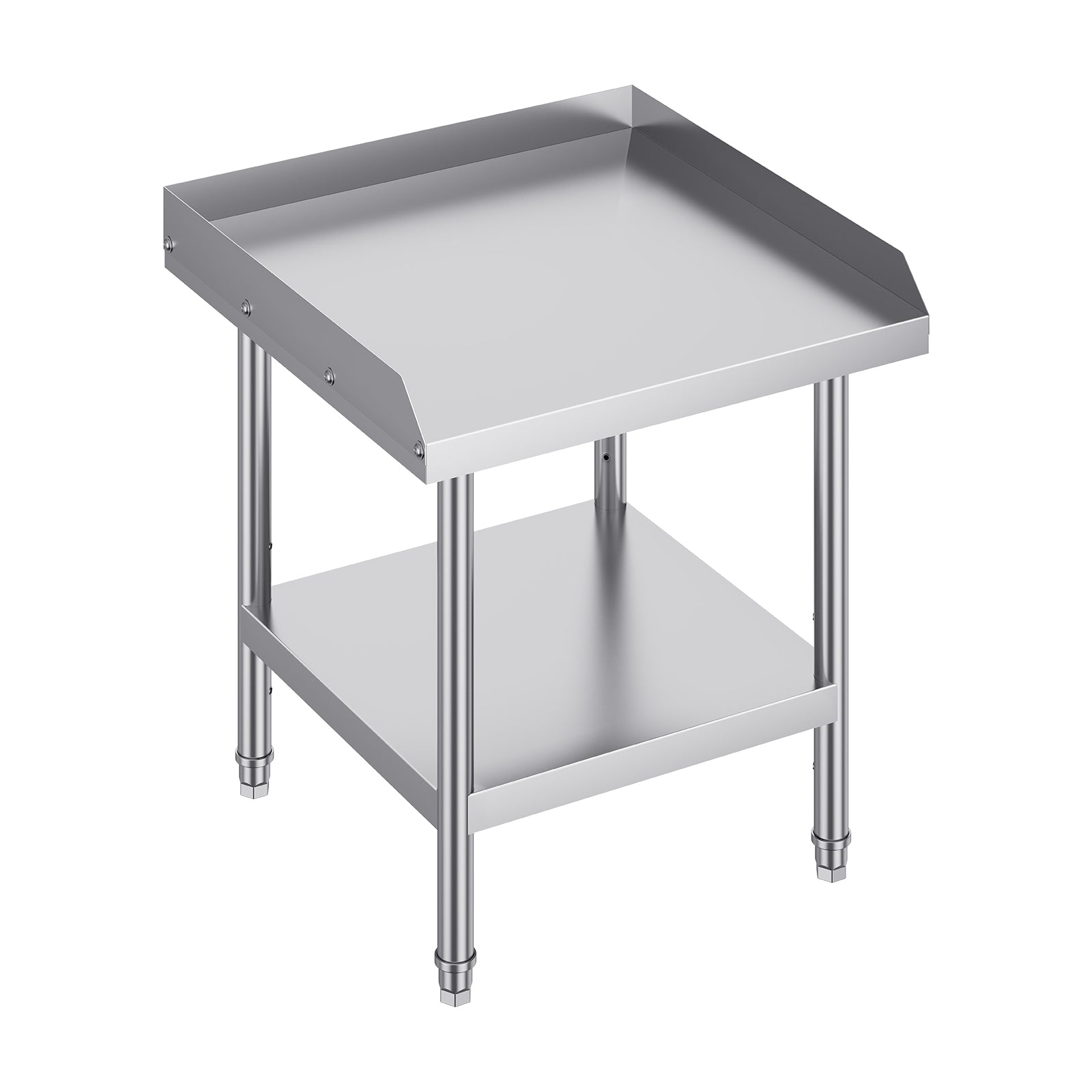 Stainless Steel Work Table, 24 x 24 x 26 Inch Commercial Food Prep Worktable, 3-Sided Backsplash Heavy Duty Prep Worktable, Metal Work Table with Adjustable Height for Restaurant Home Hotel