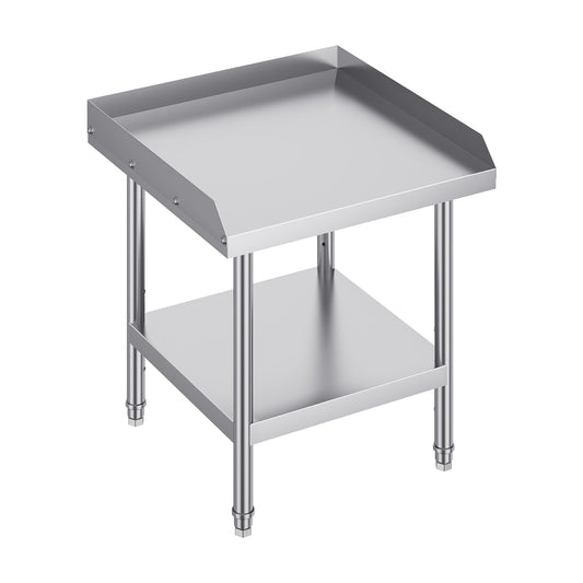 Stainless Steel Work Table, 24 x 24 x 26 Inch Commercial Food Prep Worktable, 3-Sided Backsplash Heavy Duty Prep Worktable, Metal Work Table with Adjustable Height for Restaurant Home Hotel