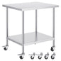 Stainless Steel Work Table 30 x 36 x 38 Inch, with 4 Wheels, 3 Adjustable Height Levels, Heavy Duty Food Prep Worktable for Commercial Kitchen Restaurant, Silver