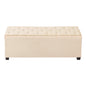 Storage Ottoman Bench, Button-Tufted End of Bed Bench with Side Bags, Flip-up Upholstered Storage Chest with Metal Frame, Linen Bed Ottoman for Living Room, Bedroom, Entryway, Office, Beige