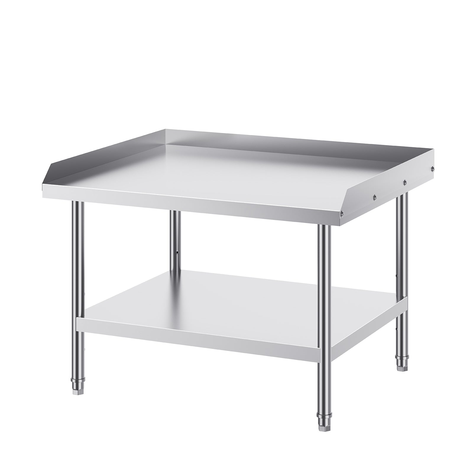 Stainless Steel Work Table, 30 x 36 x 26 Inch Commercial Food Prep Worktable, 3-Sided Backsplash Heavy Duty Prep Worktable, Metal Work Table with Adjustable Height for Restaurant Home Hotel