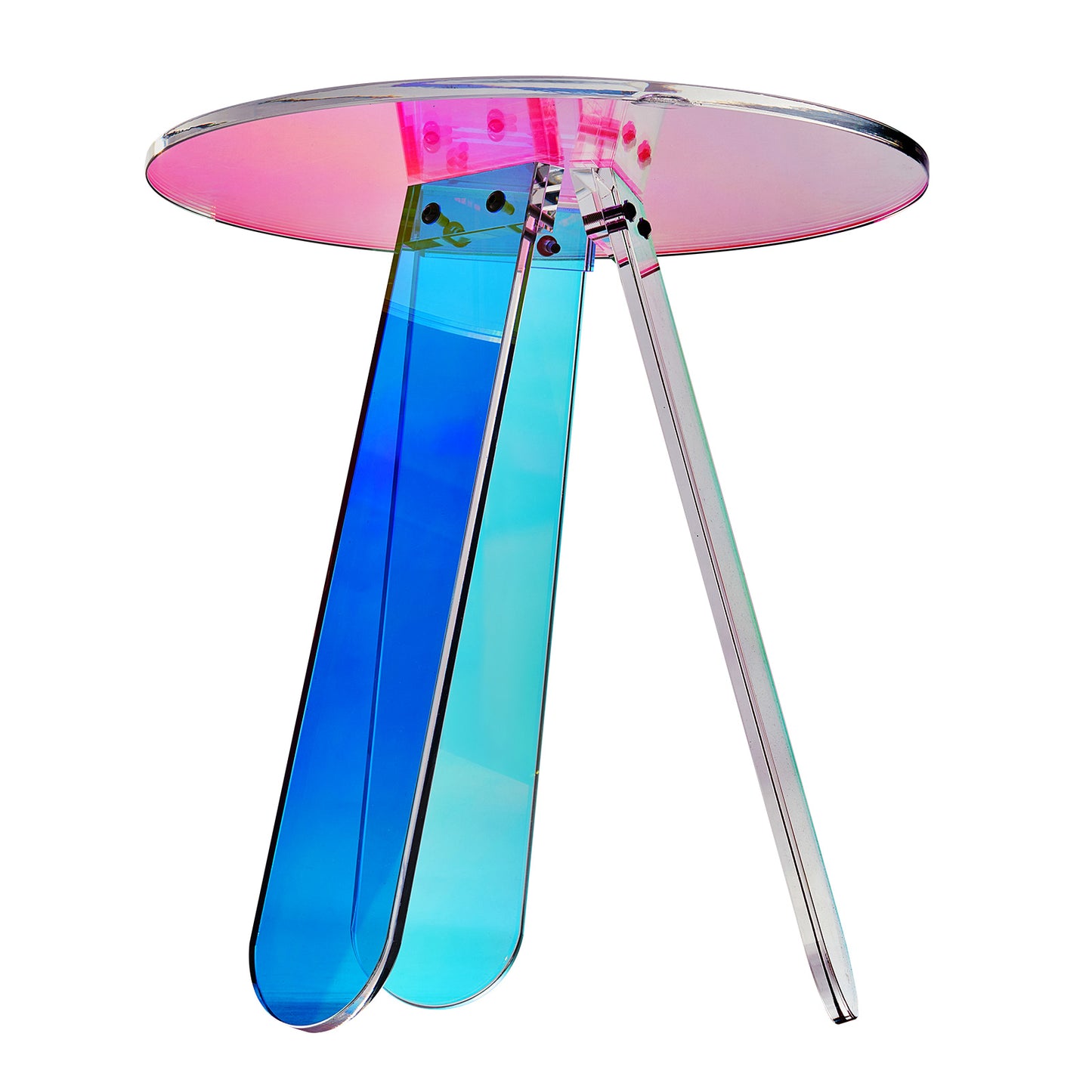Round Iridescent Acrylic Side Table - Multi Color Storage