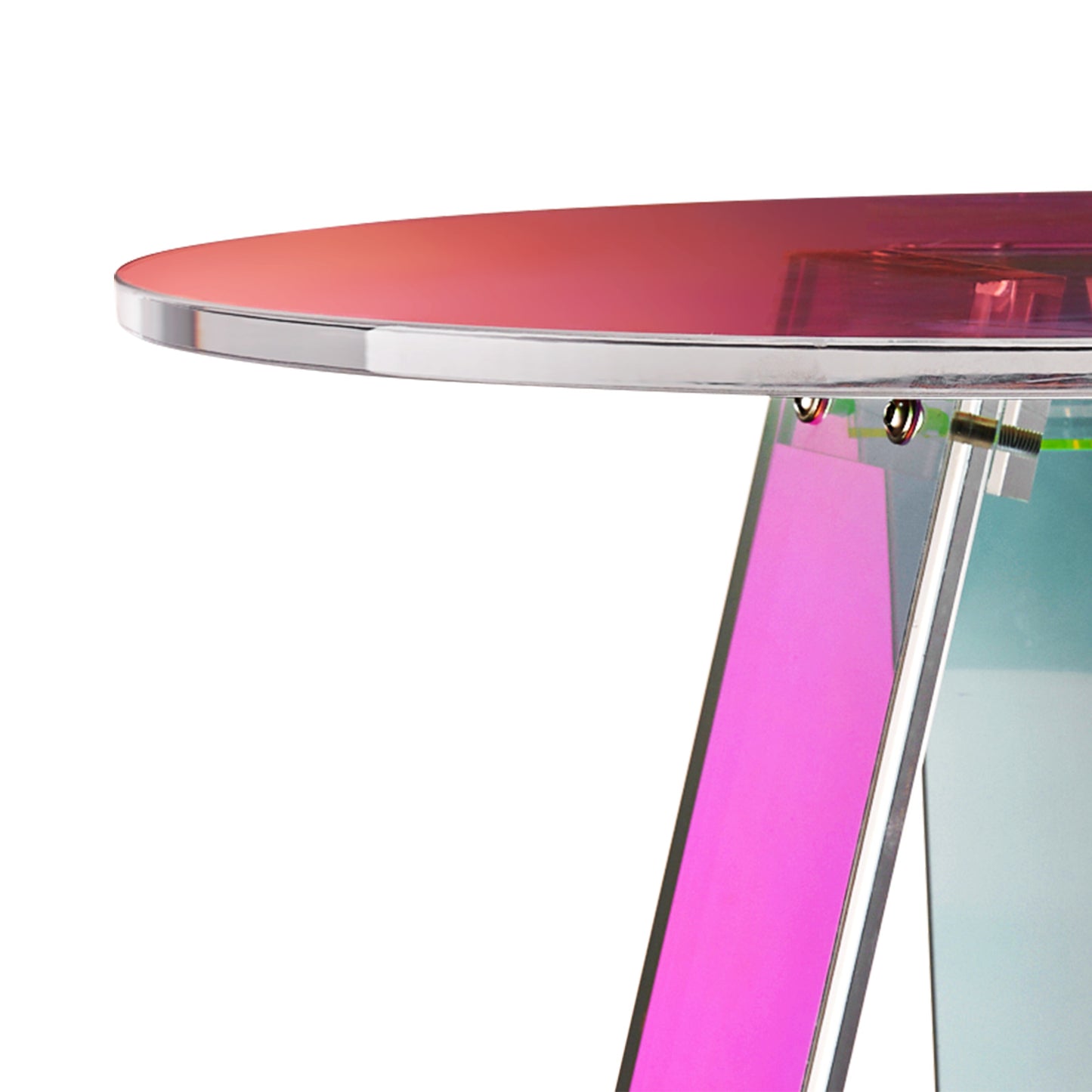 Round Iridescent Acrylic Side Table - Multi Color Storage