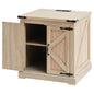 Farmhouse End Table, Rectangle PE Rattan Woven Wood Coffee Table, 24-Inch Modern Boho Style Storage Coffee Table with Retro Metal Hinges, for Living Room, Bedroom & Small Spaces