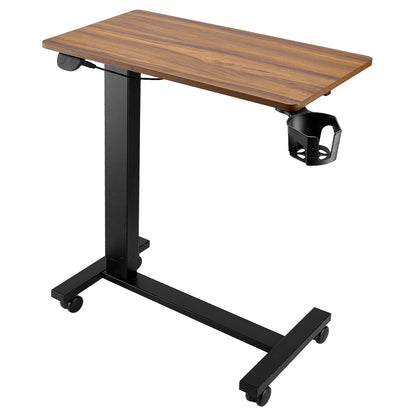 Mobile Bedside Table - Adjustable Height Laptop Desk, Black+Natural