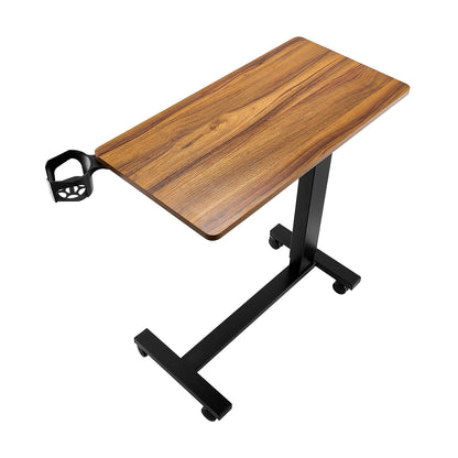 Mobile Bedside Table - Adjustable Height Laptop Desk, Black+Natural