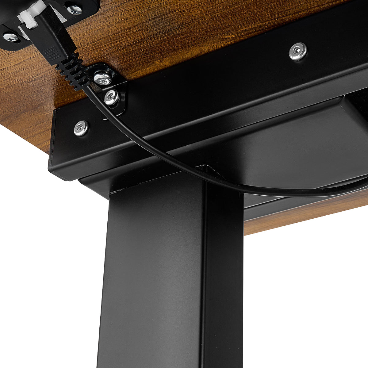 Mobile Bedside Table - Adjustable Height Laptop Desk, Black+Natural