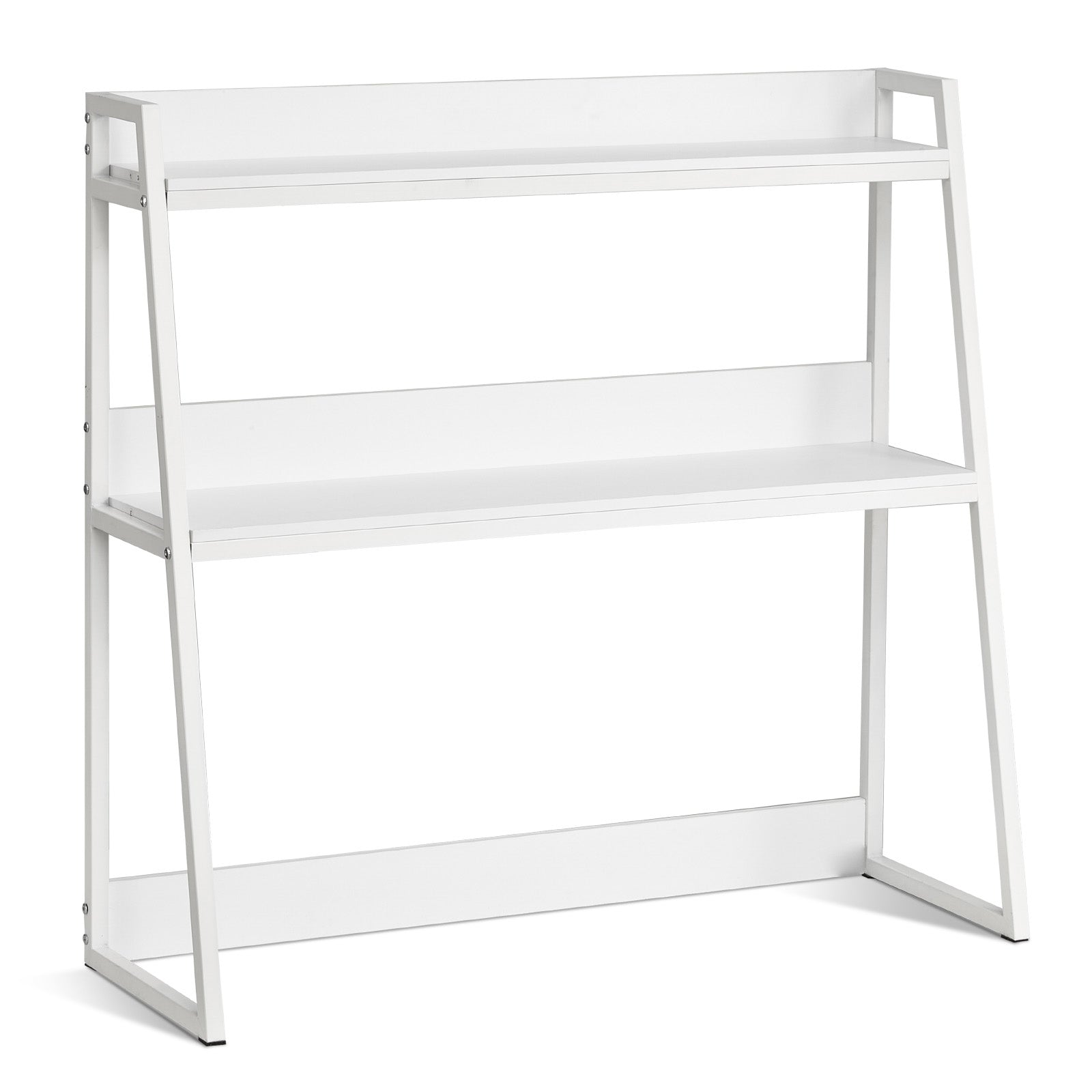 Desktop Bookshelf, 2-Tier Desktop Storage Organizer, 37.4" x 12.6" x 35.4" Office Desk Storage Rack Display Shelf, Desktop Bookshelf Hutch with Anti-Slip Feet Pads for Office, Home & Dorm, White