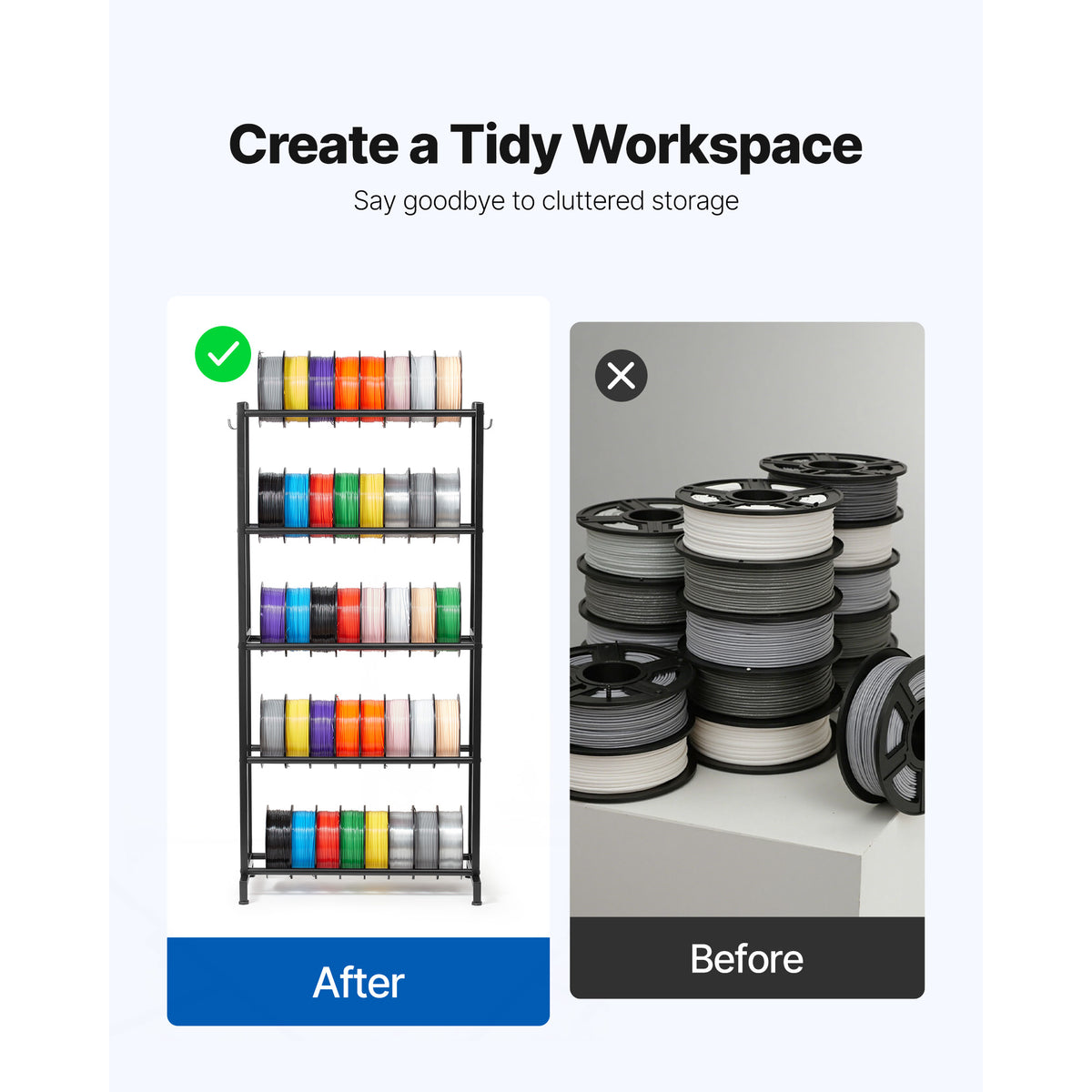 5 Tier Filament Storage Rack - Carbon Steel for Living Room