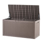 Outdoor Storage Box, 100 Gallon Resin Deck Box, Backyard Outside Toy and Towel Storage Cabinet Waterproof, for Patio Furniture Cushions, Garden Tools, Pool Supplies & Package Delivery (Grey)