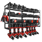 Power Tool Organizer Wall Mount, 4-Layer Storage Rack with 8 Drill Holders, Tools Holder and Storage Rack with Screwdriver Holder, Garage Tool Organizer for Garage, Workbench, and Workshop