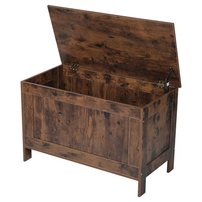 Kids Storage Bench, Wooden Toy Box Chest, Large Storage Cabinet with Safety Hinge, Toddlers Retro Storage Bench for Playroom, Living Room or Entryway, 29.7 x 15.3 x 18.9 in, Easy Assembly, Brown